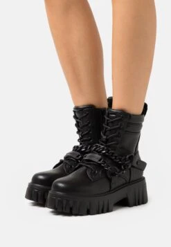 Buffalo Lion Mid Chain - Bottines À Plateau - Black