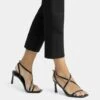 BERSHKA Strappy - Sandales À Talons Hauts - Black