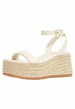 Stradivarius Mini With Buckles - Sandales Compensées - Off White -Chaussures Soldes 36a65ffc3d714166a1c71632ecd0a606