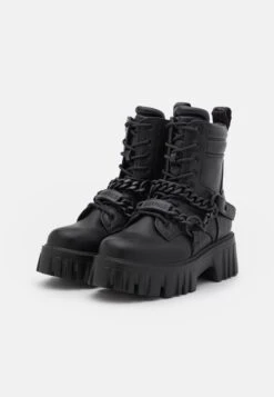 Buffalo Lion Mid Chain - Bottines À Plateau - Black -Chaussures Soldes 4f641d691a934309b09e6bf862e4b55a