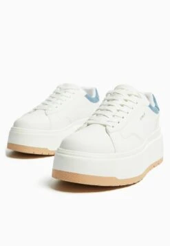 BERSHKA Contrast - Baskets Basses - White -Chaussures Soldes 82af8bf4fb394a1f902b85c524639178