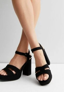 New Look 2 Part Twist Block Heel Platform - Sandales À Plateforme - Black