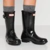 Hunter ORIGINAL Womens Short Gloss Boot - Bottes En Caoutchouc - Black -Chaussures Soldes a2875623dc7f4e02aed16f47db433013