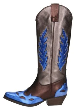 In Metallic-Optik Mit Blauen Details - Santiags - Blue