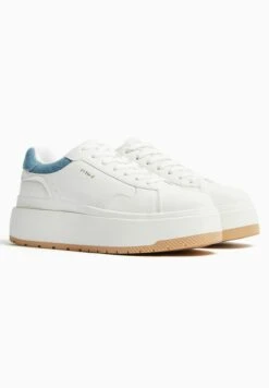 BERSHKA Contrast - Baskets Basses - White -Chaussures Soldes a92777b3f2de4df684d000c1b352e922