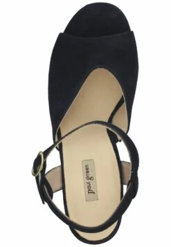 Paul Green Sandales À Talons Hauts - Samtziege Blau -Chaussures Soldes c4141bdb181740ac80cbdaa3cab9c828