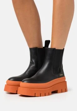 COPENHAGEN Cph686 - Bottines À Plateau - Black/Orange