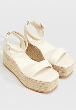 Stradivarius Mini With Buckles - Sandales Compensées - Off White -Chaussures Soldes d48f3ac0fc4546788ee3f6bc3965ac23