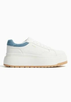 BERSHKA Contrast - Baskets Basses - White -Chaussures Soldes e2d95c38946a46cb99d86285734ad8fe