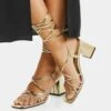 BERSHKA Tied - Sandales - Gold Coloured -Chaussures Soldes f8b8047fac764164b9c64ba8c808562b