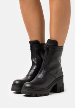 Calvin Klein Jeans Chunky Heeled Boot Zip - Bottines À Talons Hauts - Black